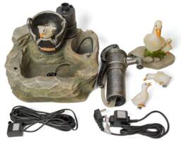 Primrose Duck Family Water Feature Tap Garden Fountain with LED Lights 56cm in Beige - thumbnail 6