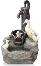 Primrose Duck Family Water Feature Tap Garden Fountain with LED Lights 56cm in Beige - thumbnail 2