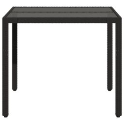 Berkfield Home Garden Table with Glass Top Black 90x90x75 cm Poly Rattan - Size: 90 x 90 x 75 cm - thumbnail 5