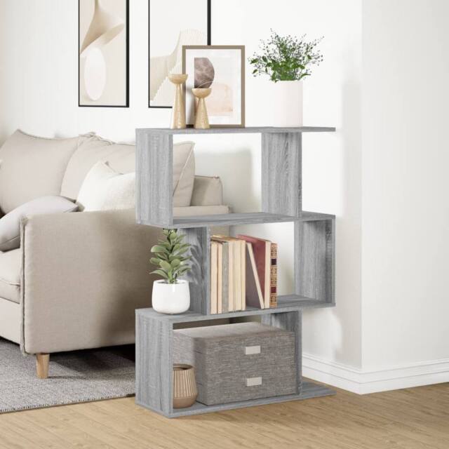 Berkfield Home Room Divider Bookcase 3-Tier Grey Sonoma 70x24x97 cm Engineered Wood - Size: 70 x 24 x 97 cm - image 1