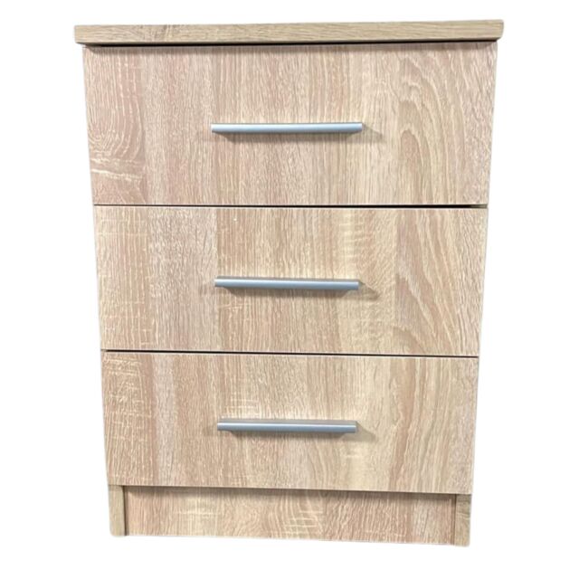 Interior Emporium Ltd 3-Drawer Bedside Table - Compact Nightstand with Storage - Modern Bedroom Furniture (Oak) in Light Oak - image 1