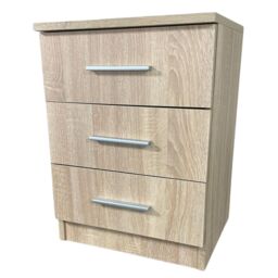 Interior Emporium Ltd 3-Drawer Bedside Table - Compact Nightstand with Storage - Modern Bedroom Furniture (Oak) in Light Oak - thumbnail 3