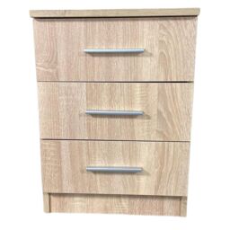 Interior Emporium Ltd 3-Drawer Bedside Table - Compact Nightstand with Storage - Modern Bedroom Furniture (Oak) in Light Oak - thumbnail 1