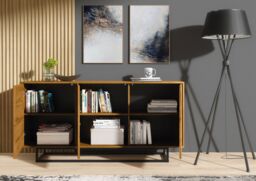 Creative Furniture Halo Loft Sideboard 160cm - Industrial-Style Sideboard with Rustic, Oak & Black Matt Doors in Brown - thumbnail 6