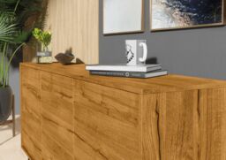 Creative Furniture Halo Loft Sideboard 160cm - Industrial-Style Sideboard with Rustic, Oak & Black Matt Doors in Brown - thumbnail 5