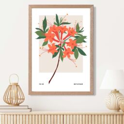 ARTZE Orange Firecracker Plant Flower Market Simplicity Framed Print SIZE: A2 with Oak Frame - Size: A4 - thumbnail 2
