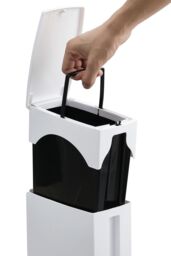 Living and Home 2-in-1 Toilet Waste Bin Brush Set with Toliet Brush Set Bathroom Dustbin Slim Trash Can in White - thumbnail 4