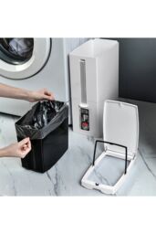 Living and Home 2-in-1 Toilet Waste Bin Brush Set with Toliet Brush Set Bathroom Dustbin Slim Trash Can in White - thumbnail 5