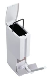 Living and Home 2-in-1 Toilet Waste Bin Brush Set with Toliet Brush Set Bathroom Dustbin Slim Trash Can in White - thumbnail 3