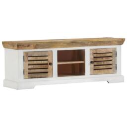 Berkfield Home TV Cabinet 110x30x40 cm Solid Wood Mango in Brown - Size: 110 x 30 x 40 cm - thumbnail 2