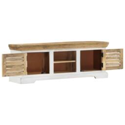 Berkfield Home TV Cabinet 110x30x40 cm Solid Wood Mango in Brown - Size: 110 x 30 x 40 cm - thumbnail 4