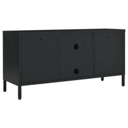 Berkfield Home TV Cabinet Black 105x35x52 cm Steel & Glass - Size: 105 x 35 x 52 cm - thumbnail 5