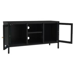 Berkfield Home TV Cabinet Black 105x35x52 cm Steel & Glass - Size: 105 x 35 x 52 cm - thumbnail 6