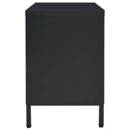 Berkfield Home TV Cabinet Black 105x35x52 cm Steel & Glass - Size: 105 x 35 x 52 cm - thumbnail 4