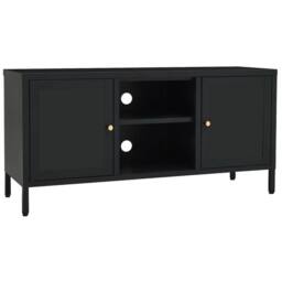 Berkfield Home TV Cabinet Black 105x35x52 cm Steel & Glass - Size: 105 x 35 x 52 cm - thumbnail 2