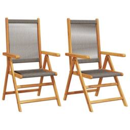 Berkfield Home Beautiful Garden Chairs 2 pcs Grey Solid Wood Acacia & Polypropylene - thumbnail 3