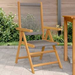 Berkfield Home Beautiful Garden Chairs 2 pcs Grey Solid Wood Acacia & Polypropylene - thumbnail 2