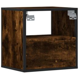 Berkfield Home Wall-mounted Bedside Cabinet Smoked Oak 40x31x39.5 cm in Brown - thumbnail 7