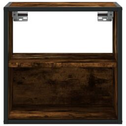 Berkfield Home Wall-mounted Bedside Cabinet Smoked Oak 40x31x39.5 cm in Brown - thumbnail 5