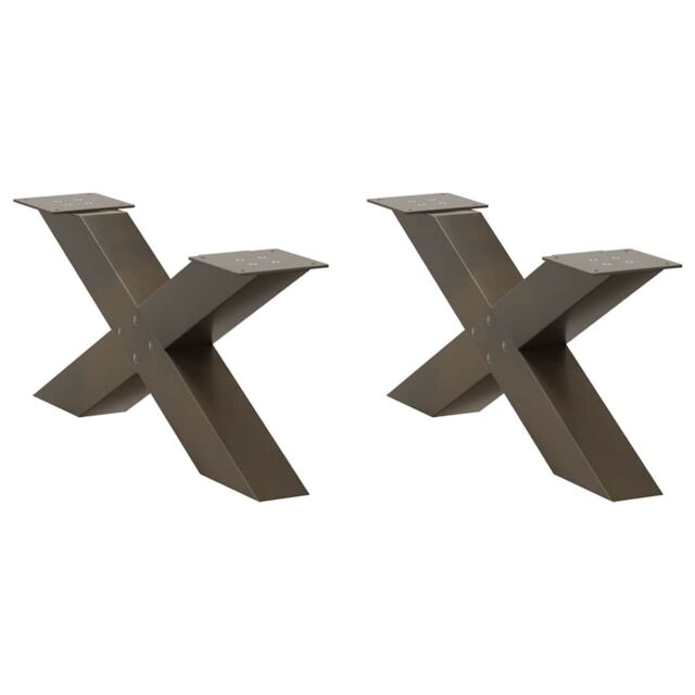 Berkfield Home Coffee Table Legs X-Shaped 2 pcs Natural Steel 70x(30-31) cm Steel in Brown - image 1