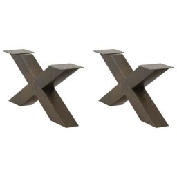 Berkfield Home Coffee Table Legs X-Shaped 2 pcs Natural Steel 70x(30-31) cm Steel in Brown - thumbnail 1