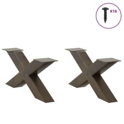 Berkfield Home Coffee Table Legs X-Shaped 2 pcs Natural Steel 70x(30-31) cm Steel in Brown - thumbnail 3