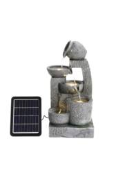 Living and Home Solar-powered Garden Water Fountain for Outdoors with Lights in Grey - thumbnail 5