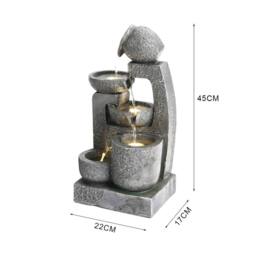 Living and Home Solar-powered Garden Water Fountain for Outdoors with Lights in Grey - thumbnail 8