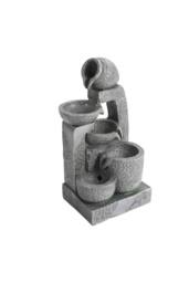 Living and Home Solar-powered Garden Water Fountain for Outdoors with Lights in Grey - thumbnail 4
