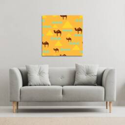 Benjamin Tate Design Camels & Pyramids (Canvas Print) / 90 x 90 x 4cm in Natural - Size: 90 x 90 x 4 cm - thumbnail 1