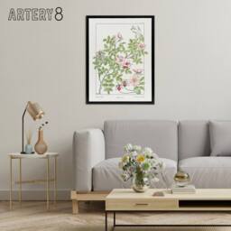 "Artery8 Wild Rose Flower Framed Canvas Wall Art Print Vintage Floral Verneuil in White - Size: W12"" x H16""" - thumbnail 3