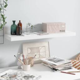 Berkfield Home Durable Floating Wall Shelf High Gloss White 80x23.5x3.8 cm MDF - thumbnail 2