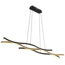 Netlighting Geronimo Pendant Ceiling Light Matt Black Wood Effect 3x LED 3000K - thumbnail 1