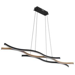 Netlighting Geronimo Pendant Ceiling Light Matt Black Wood Effect 3x LED 3000K - thumbnail 2