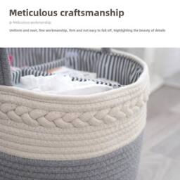 SPETLEK Diaper Caddy Organizer Cotton Rope GREY - Size: Large - thumbnail 5