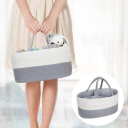 SPETLEK Diaper Caddy Organizer Cotton Rope GREY - Size: Large - thumbnail 2