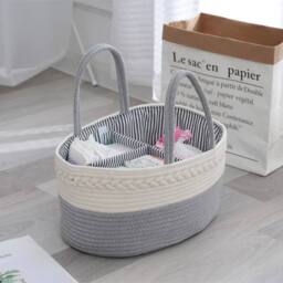 SPETLEK Diaper Caddy Organizer Cotton Rope GREY - Size: Large - thumbnail 3