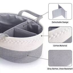 SPETLEK Diaper Caddy Organizer Cotton Rope GREY - Size: Large - thumbnail 4