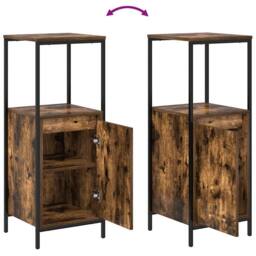 Berkfield Home Bathroom Cabinet with Shelves Smoked Oak 36x35x95 cm in Brown - Size: 36 x 35 x 95 cm - thumbnail 9
