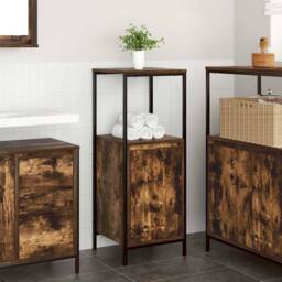 Berkfield Home Bathroom Cabinet with Shelves Smoked Oak 36x35x95 cm in Brown - Size: 36 x 35 x 95 cm - thumbnail 2