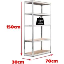 EONLION 5 Tier Racking Shelf Garage Shelving Storage Shelves Unit in Brown - Size: 1000mm x 400mm - thumbnail 2