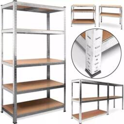 EONLION 5 Tier Racking Shelf Garage Shelving Storage Shelves Unit in Brown - Size: 1000mm x 400mm - thumbnail 1