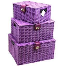 Nordara Storage Basket Purple Resin SET OF 3 - thumbnail 1