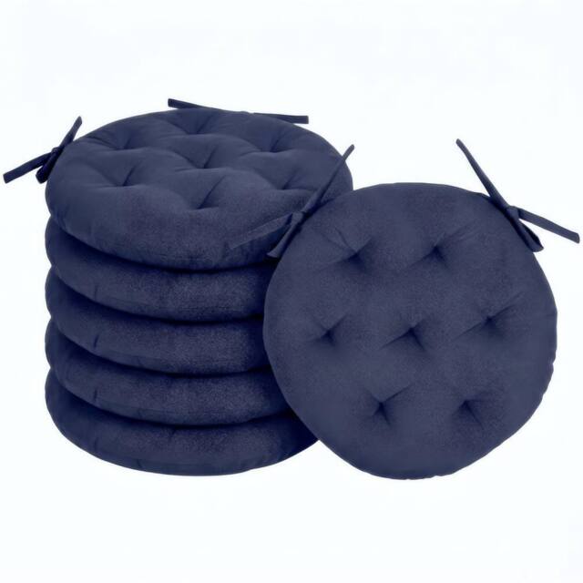 Harbour Housewares Round Seat Pads - 40 x 40cm - Pack of 6 in Navy - Size: 40 x 40 cm - image 1
