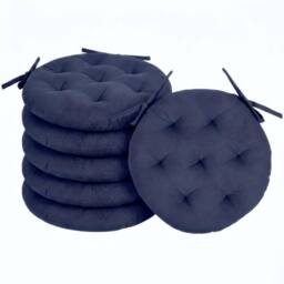 Harbour Housewares Round Seat Pads - 40 x 40cm - Pack of 6 in Navy - Size: 40 x 40 cm - thumbnail 1