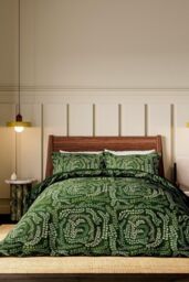 Harlequin 'Fayola' Cotton Duvet Cover Set in Green - Size: Double - thumbnail 1