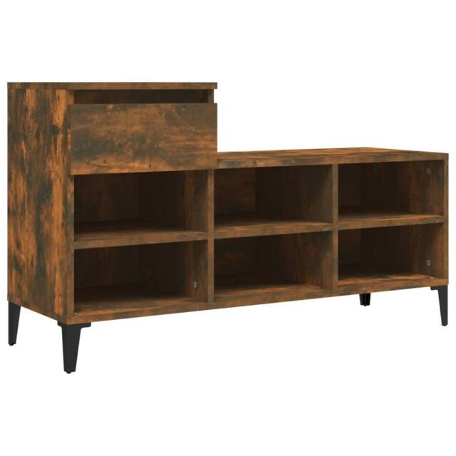 Berkfield Home Shoe Cabinet Smoked Oak 102x36x60 cm Engineered Wood in Brown - Size: 102 x 36 x 60 cm - image 1