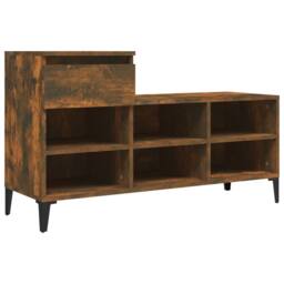 Berkfield Home Shoe Cabinet Smoked Oak 102x36x60 cm Engineered Wood in Brown - Size: 102 x 36 x 60 cm
