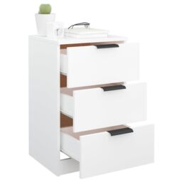 Berkfield Home Bedside Cabinet White 40x36x65 cm - Size: 40 x 36 x 65 cm - thumbnail 4
