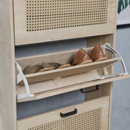 VonHaus 3 Tier Drawer Rattan Hallway Shoe Storage Cabinet in Natural - thumbnail 7